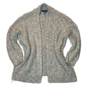 Primark Grey Chunky Knit Open Cardigan Sweater with 3/4 Sleeves (Size: XS)